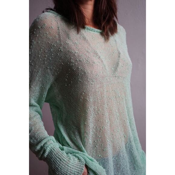 GREEN FLOWY SWEATERY TOP - Picture 1 of 4